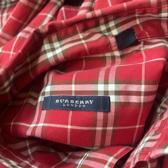 Authentic Mens Burberry Button Up  Red size L - Picture 4 of 7